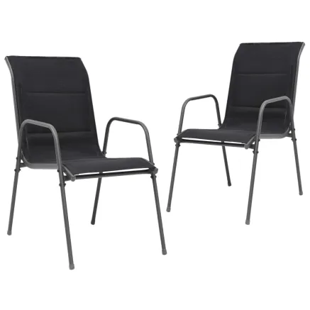 Chaises empilables de jardin lot de 2 Acier et textilène Noir
