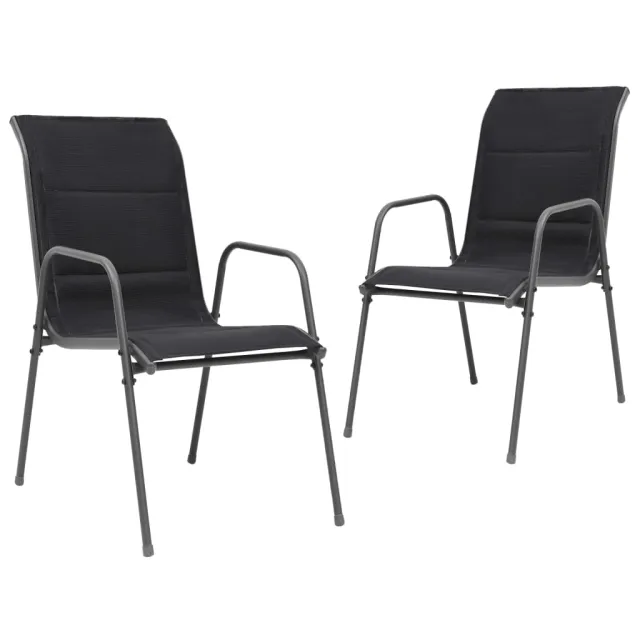 Chaises empilables de jardin lot de 2 Acier et textilène Noir