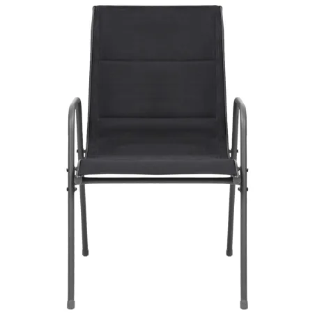Chaises empilables de jardin lot de 2 Acier et textilène Noir