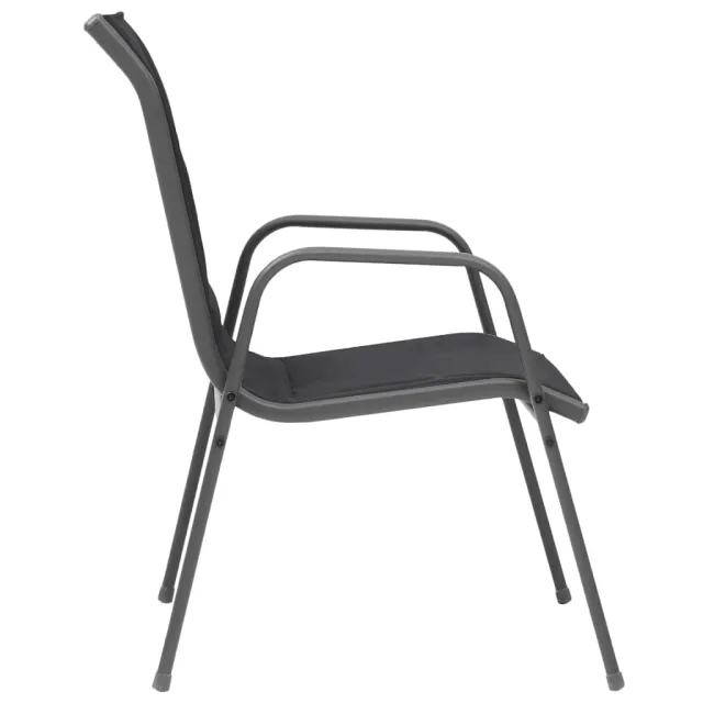 Chaises empilables de jardin lot de 2 Acier et textilène Noir