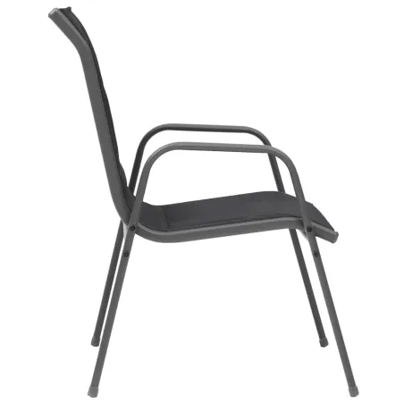 Chaises empilables de jardin lot de 2 Acier et textilène Noir