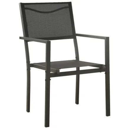 Chaises de jardin lot de 2 Textilène et acier Noir anthracite 2