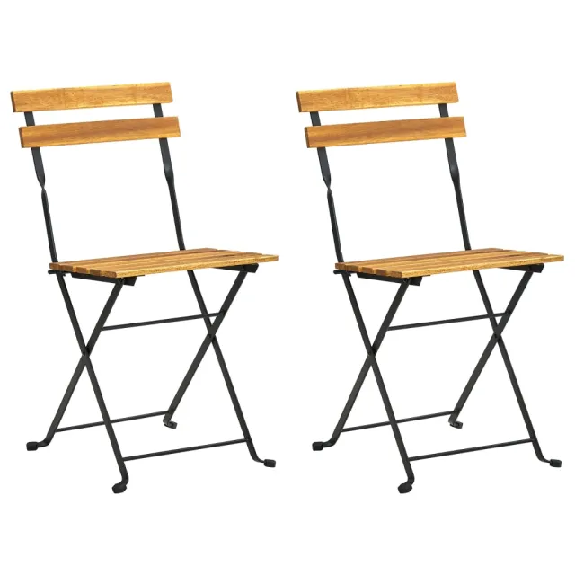 Chaises pliables de jardin lot de 2 Acier et Bois acacia solide