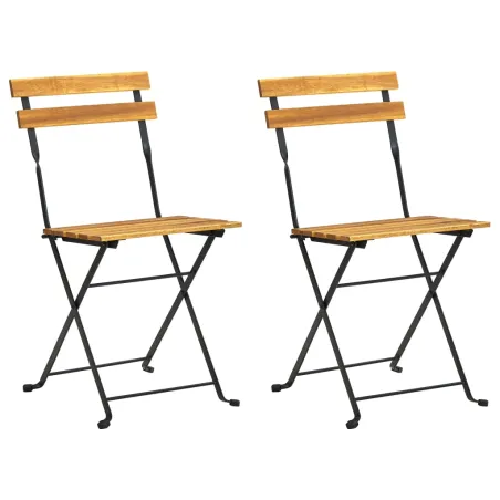 Chaises pliables de jardin lot de 2 Acier et Bois acacia solide