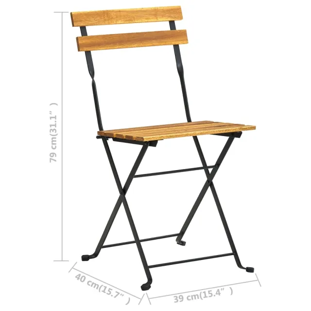 Chaises de bistro pliables lot de 4 Bois d'acacia massif