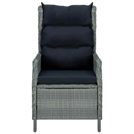Chaise inclinable de jardin coussins Résine tressée Gris clair 2