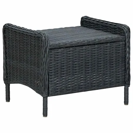 Chaise inclinable de jardin tabouret résine tressée gris foncé