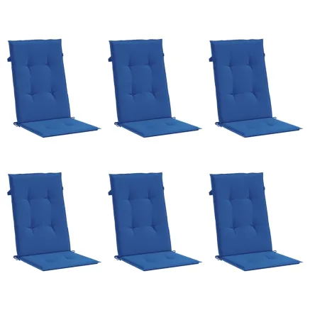 Coussins de chaise de jardin à dossier haut lot de 6 bleu royal 2