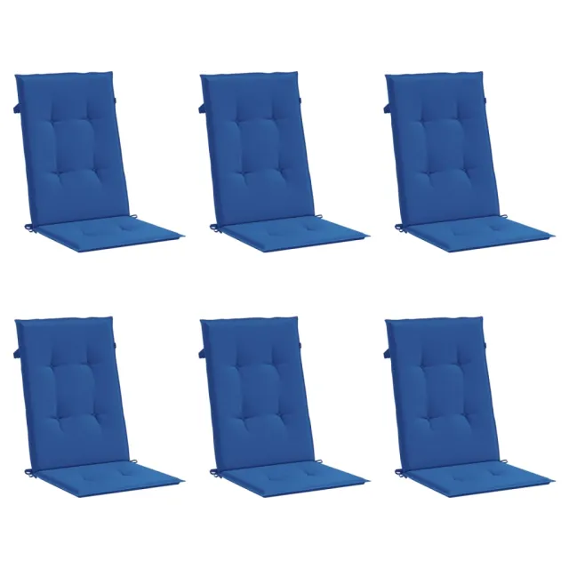 Coussins de chaise de jardin à dossier haut lot de 6 bleu royal