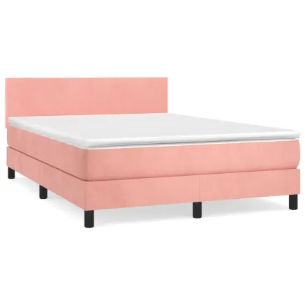 Sommier à lattes de lit avec matelas Rose 140x190 cm Velours 2