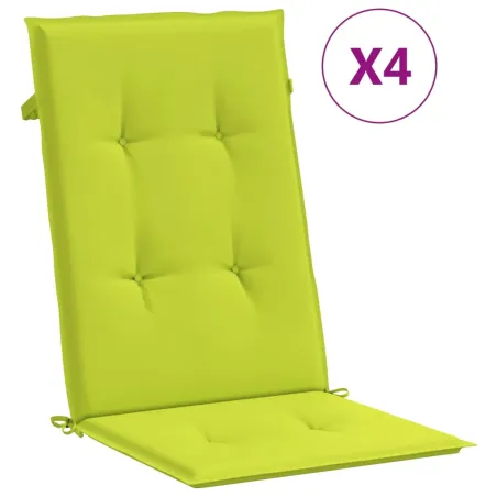 Coussins de chaise de jardin à dossier haut lot de 4 vert vif