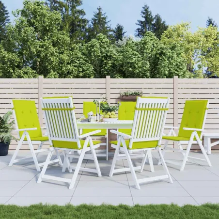 Coussins de chaise de jardin à dossier haut lot de 6 vert vif