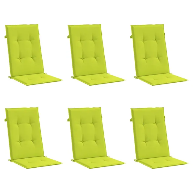 Coussins de chaise de jardin à dossier haut lot de 6 vert vif