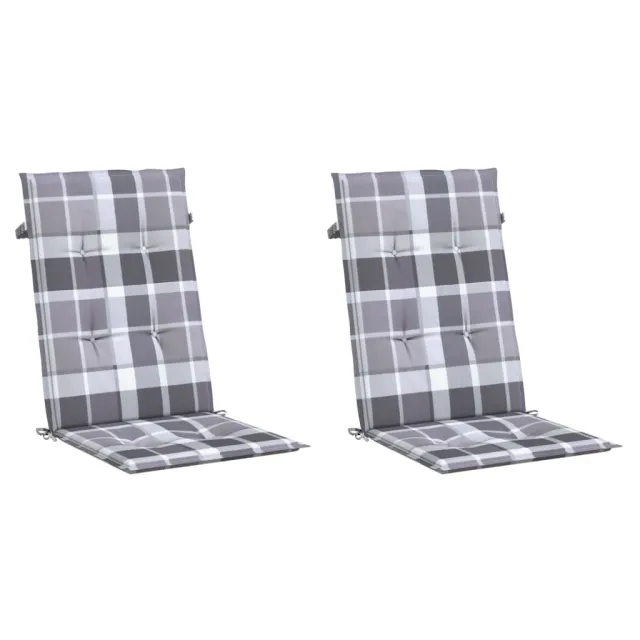Coussins de chaise jardin à dossier haut lot de 2 carreaux gris