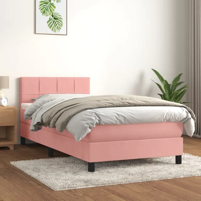 Sommier à lattes de lit avec matelas Rose 90x200 cm Velours