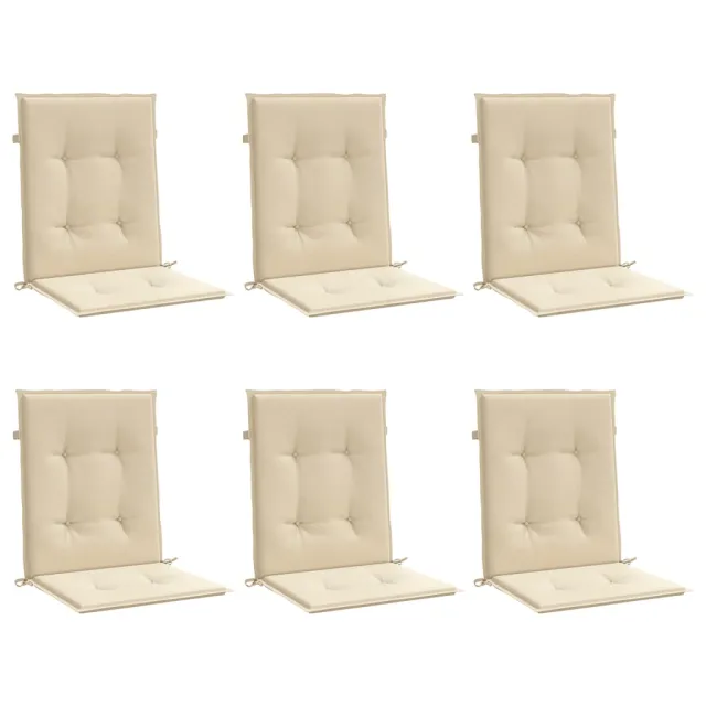Coussins de chaise de jardin à dossier bas lot de 6 beige