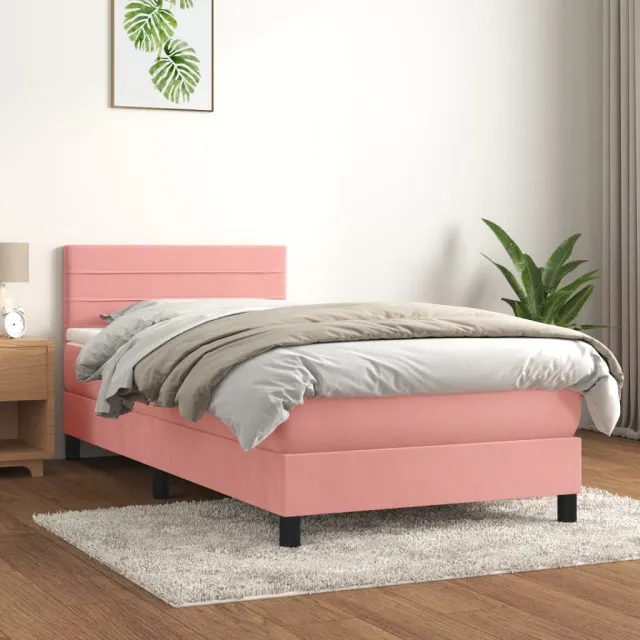Sommier à lattes de lit avec matelas Rose 90x190 cm Velours