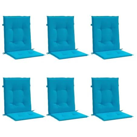 Coussins de chaise de jardin à dossier bas lot de 6 bleu