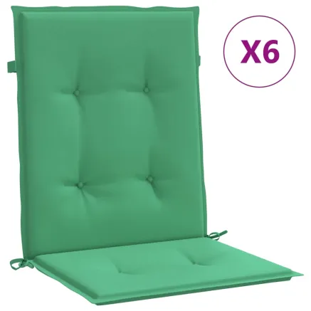 Coussins de chaise de jardin à dossier bas lot de 6 vert 2