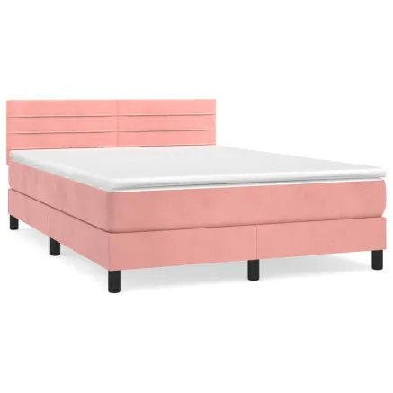Sommier à lattes de lit avec matelas Rose 140x190 cm Velours 2