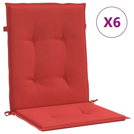 Coussins de chaise de jardin à dossier bas lot de 6 rouge 2