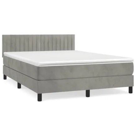 Sommier à lattes de lit et matelas Gris clair 140x190cm Velours 2