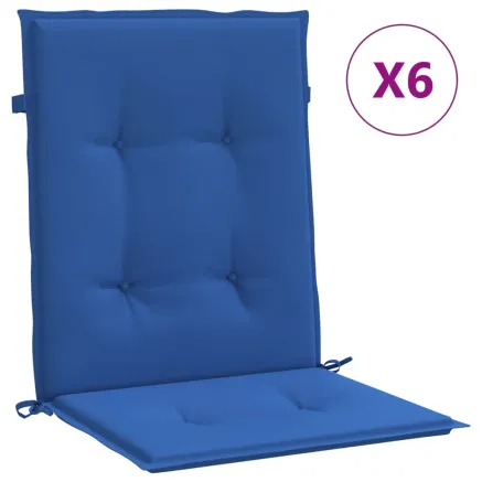Coussins de chaise de jardin à dossier bas lot de 6 bleu royal 2
