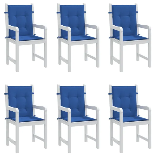 Coussins de chaise de jardin à dossier bas lot de 6 bleu royal