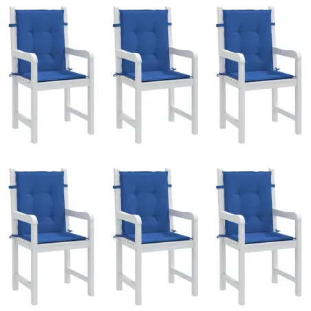 Coussins de chaise de jardin à dossier bas lot de 6 bleu royal