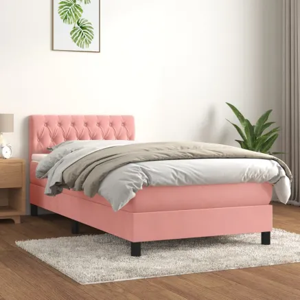 Sommier à lattes de lit avec matelas Rose 90x190 cm Velours