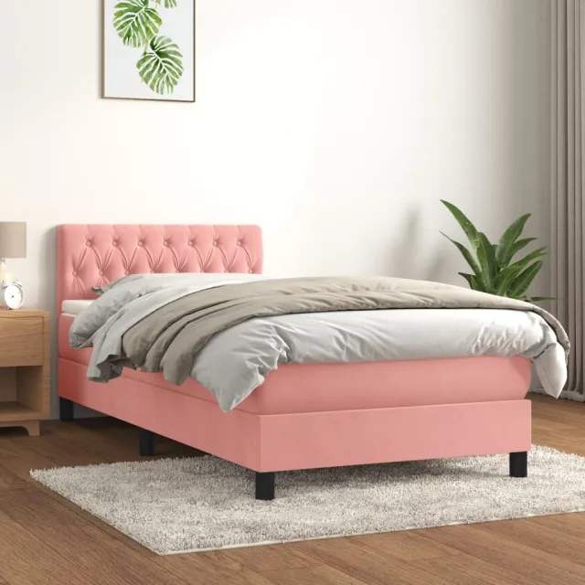 Sommier à lattes de lit avec matelas Rose 100x200 cm Velours