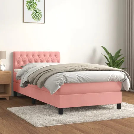 Sommier à lattes de lit avec matelas Rose 100x200 cm Velours