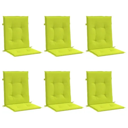 Coussins de chaise de jardin à dossier bas lot de 6 vert vif