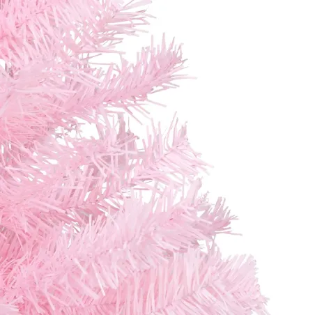 Arbre de Noël artificiel pré-éclairé et boules rose 150 cm PVC