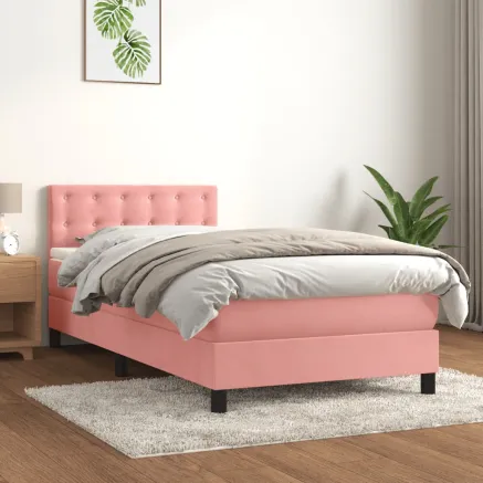 Sommier à lattes de lit avec matelas Rose 90x200 cm Velours