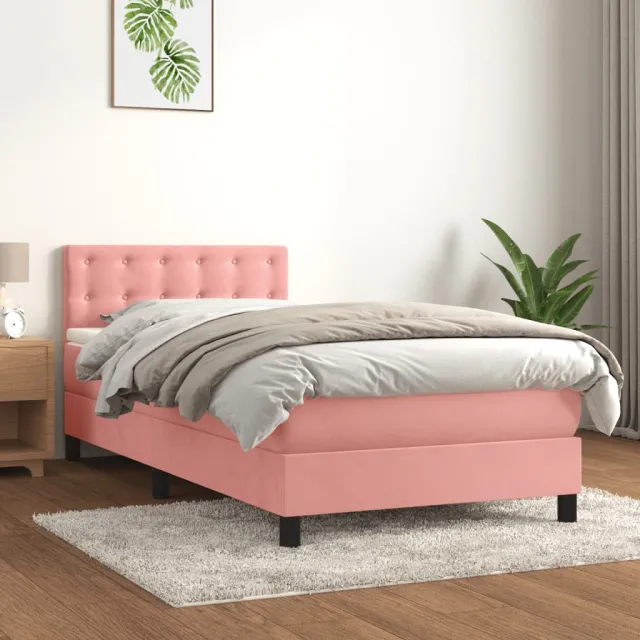 Sommier à lattes de lit avec matelas Rose 100x200 cm Velours