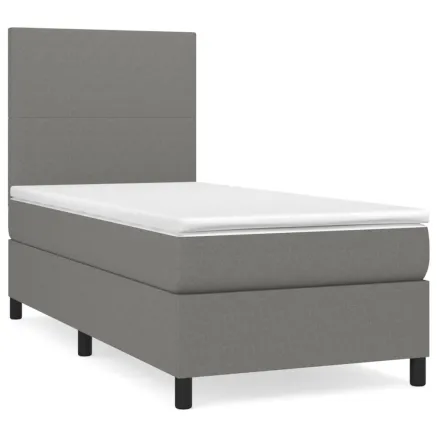 Sommier à lattes de lit avec matelas Gris foncé 80x200 cm Tissu 2