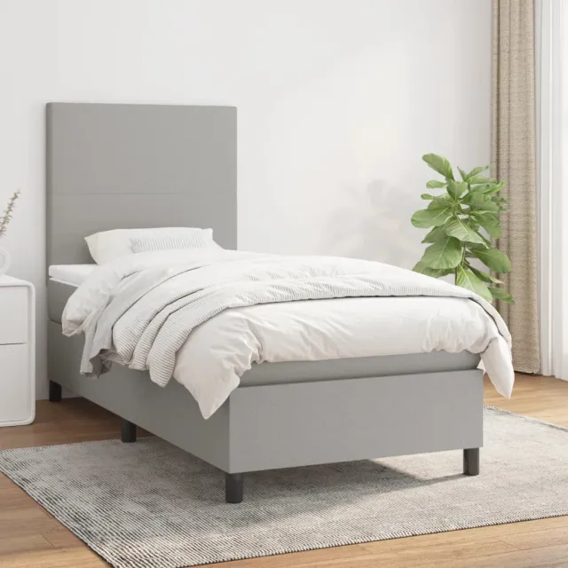 Sommier à lattes de lit avec matelas Gris clair 90x200 cm Tissu