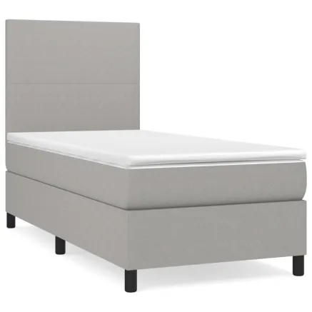 Sommier à lattes de lit avec matelas Gris clair 90x200 cm Tissu 2
