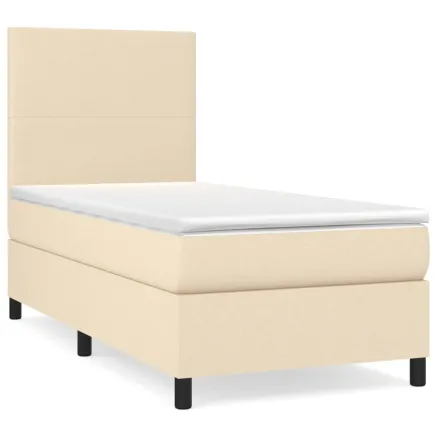 Sommier à lattes de lit avec matelas Crème 90x200 cm Tissu 2