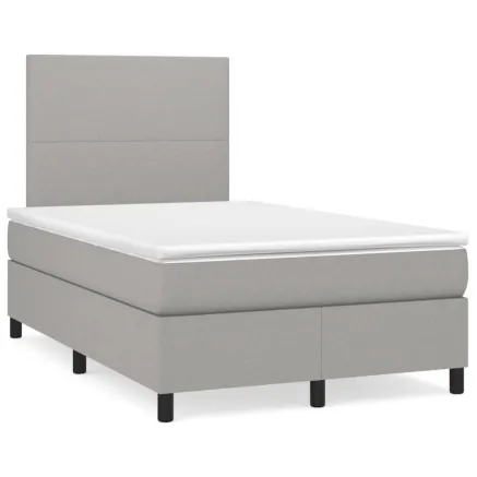 Sommier à lattes de lit avec matelas Gris clair 120x200cm Tissu 2