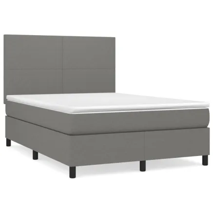 Sommier à lattes de lit avec matelas Gris foncé 140x200cm Tissu 2