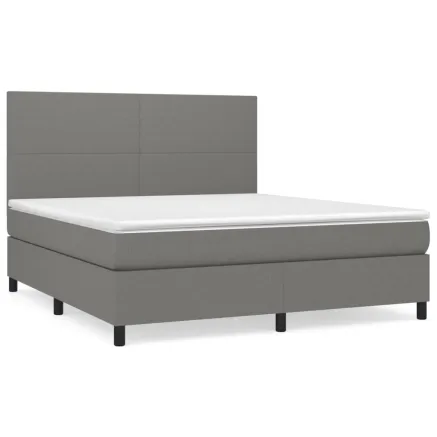 Sommier à lattes de lit avec matelas Gris foncé 160x200cm Tissu 2