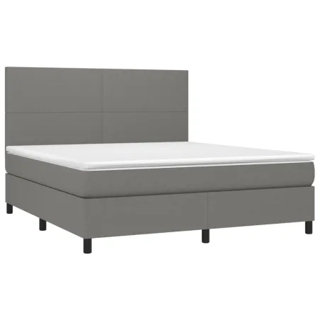 Sommier à lattes de lit avec matelas Gris foncé 160x200cm Tissu