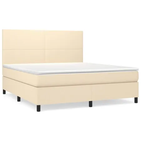 Sommier à lattes de lit avec matelas Crème 180x200 cm Tissu