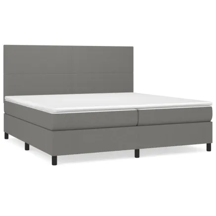 Sommier à lattes de lit avec matelas Gris foncé 200x200cm Tissu 2
