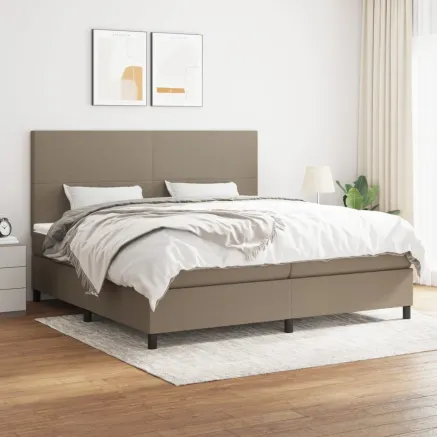 Sommier à lattes de lit avec matelas Taupe 200x200 cm Tissu