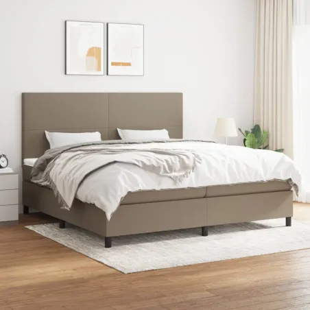 Sommier à lattes de lit avec matelas Taupe 200x200 cm Tissu