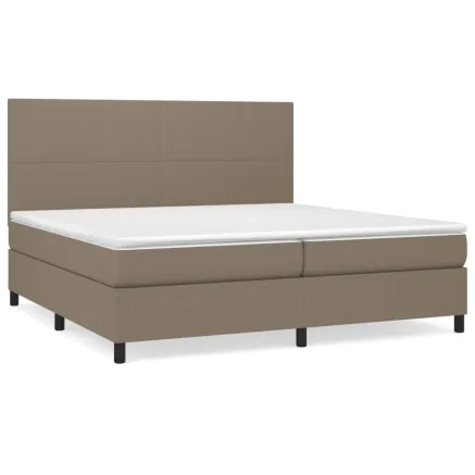 Sommier à lattes de lit avec matelas Taupe 200x200 cm Tissu 2