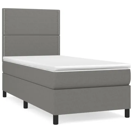 Sommier à lattes de lit avec matelas Gris foncé 90x200 cm Tissu 2